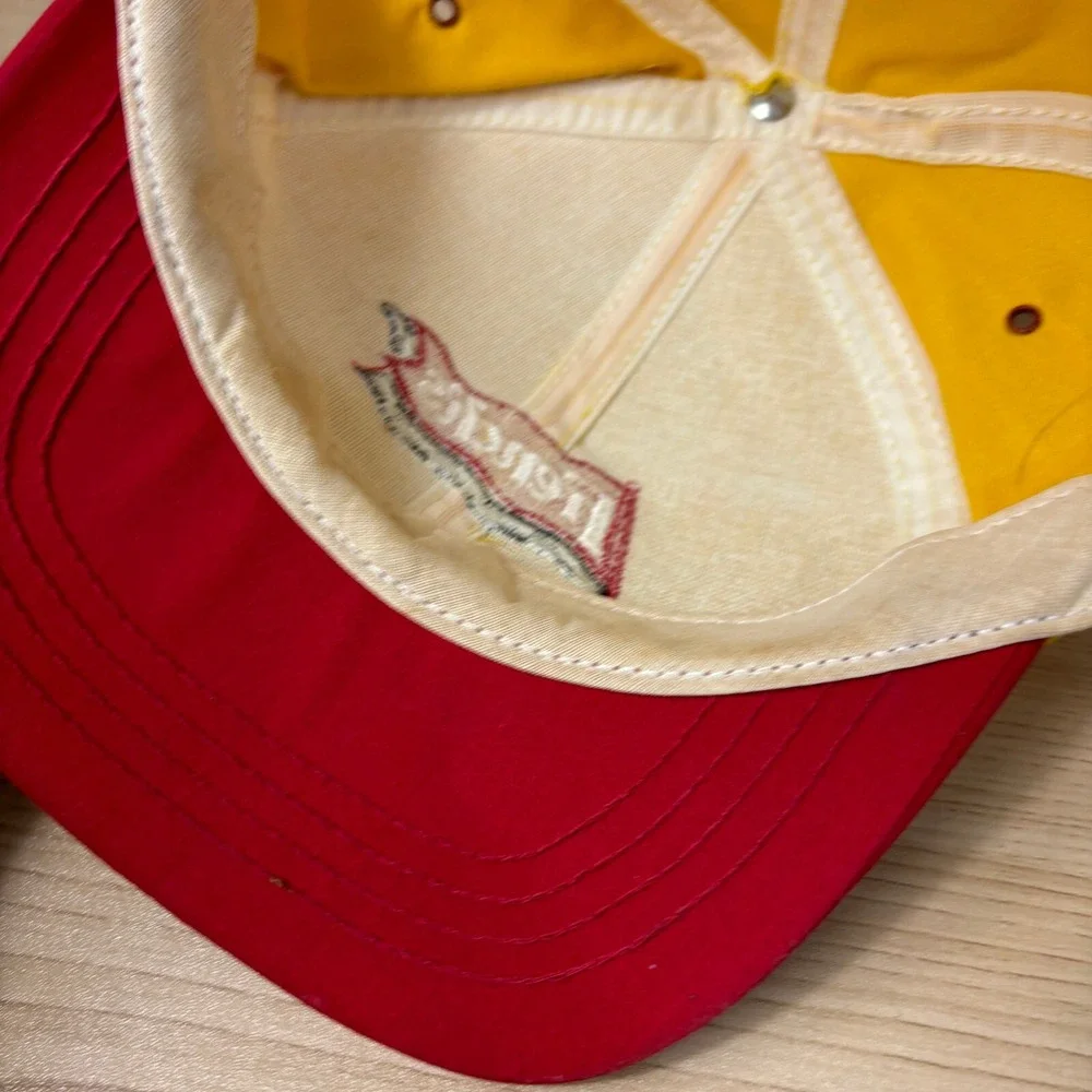 Frenchs Hat Cap Snapback‎ Yellow Red Mustard Racing USA Made 90s